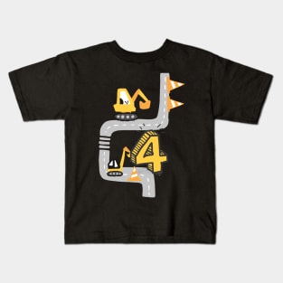 4. Geburtstag vier Jahre alt Bagger Geburtstagsgeschenk Kids T-Shirt